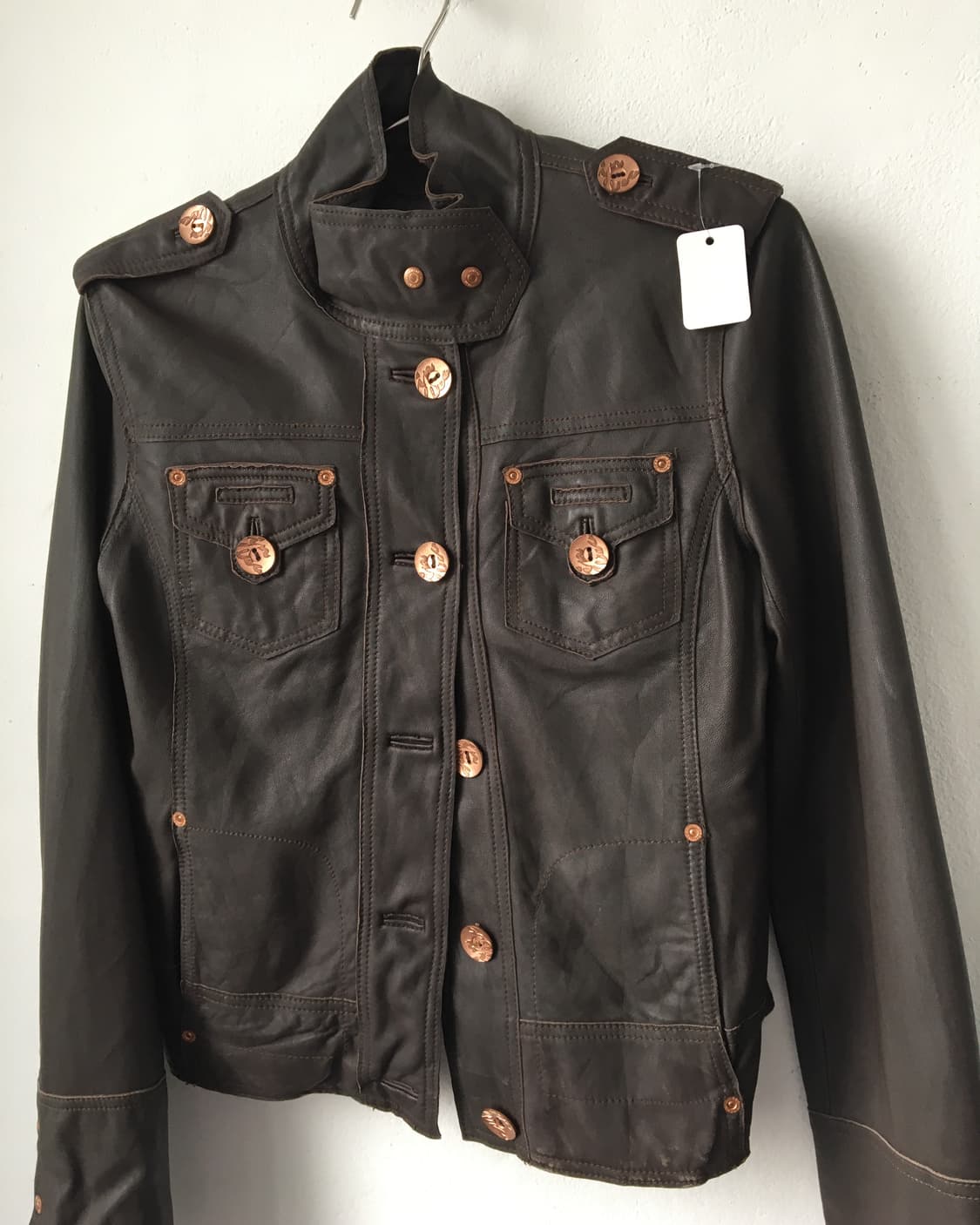 High neck button point lamb leather jack 상품이미지2