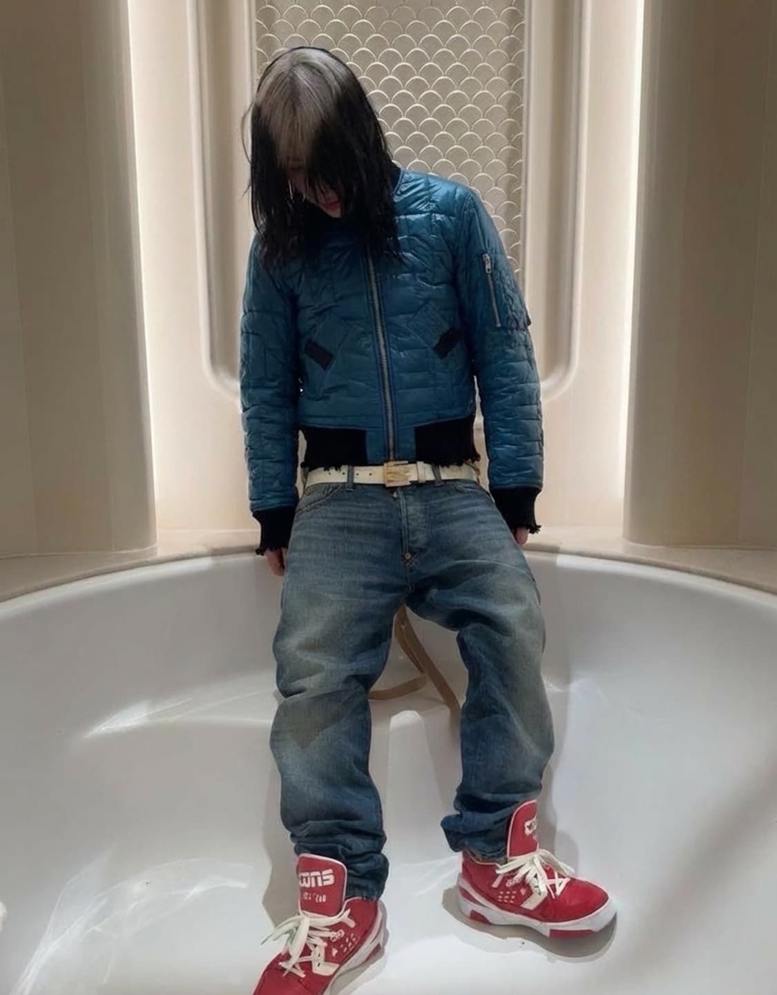 디젤 크롭 3M 핏한 경량 패딩 바이커자켓 상품이미지1