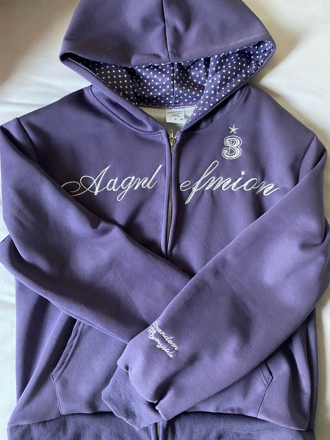 후드집업 스타 별 빈티지 자수 y2k 퍼플 상품이미지2