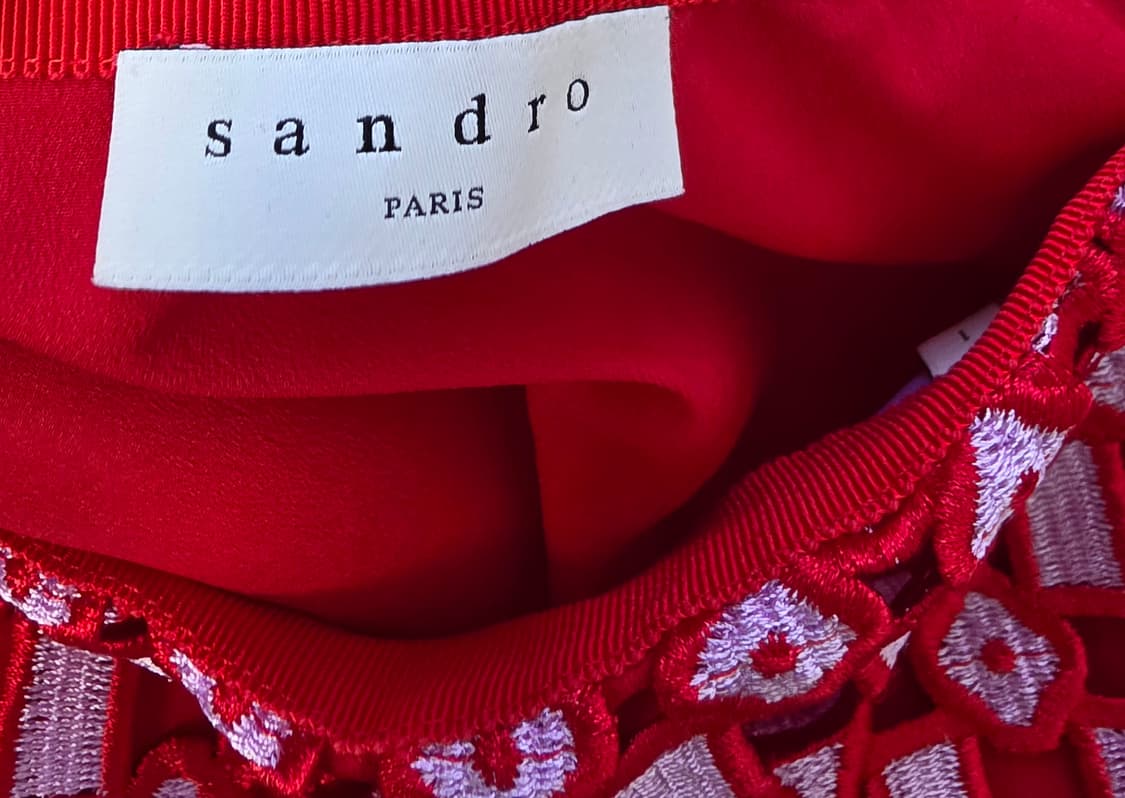산드로 레드 레이스 미니스커트 정품 55사이즈 상품이미지4