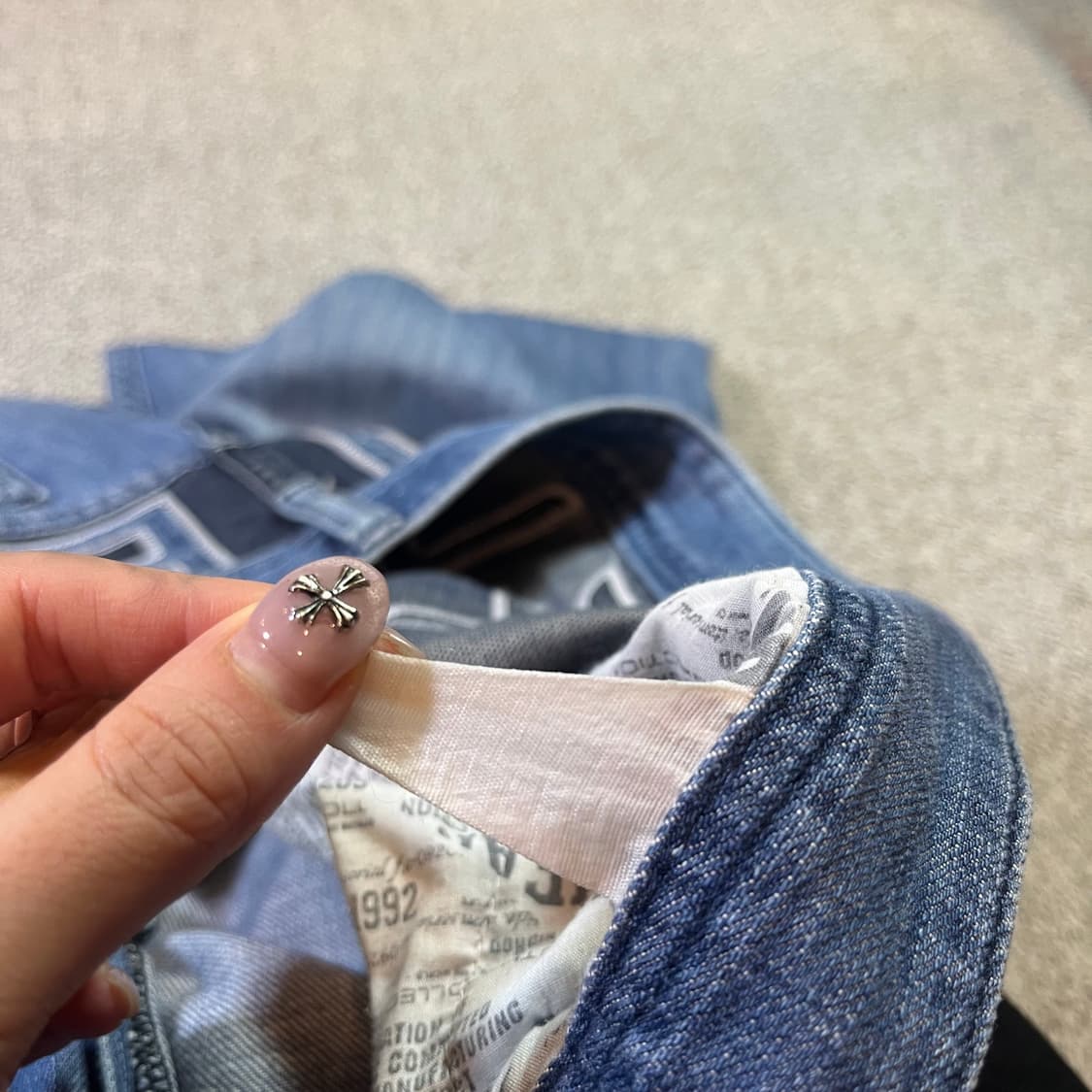 후부 빅로고 워싱 데님 팬츠 상품이미지6