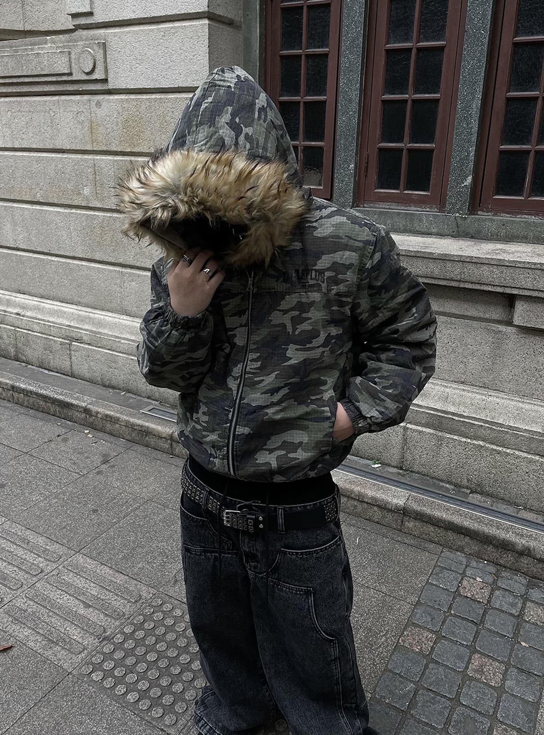 카모 퍼 자켓 봄버 상품이미지1