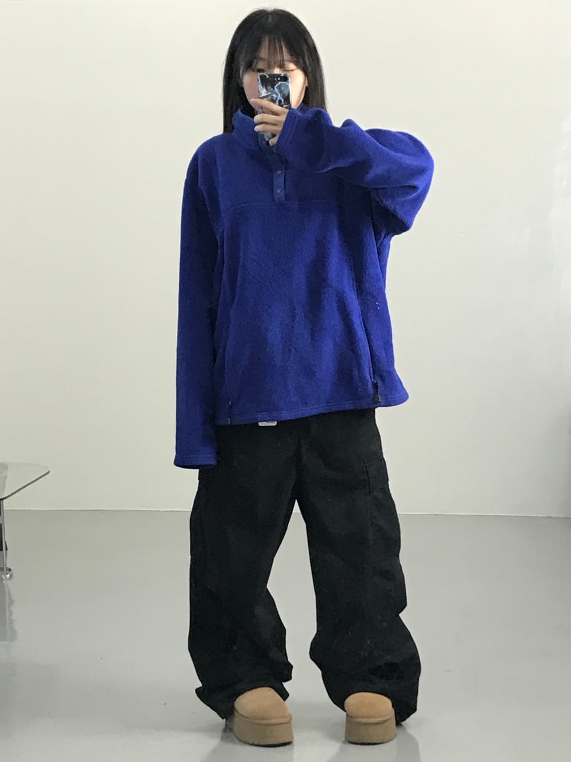 빈티지 엘엘빈 불루 후리스 맨투맨 상품이미지1