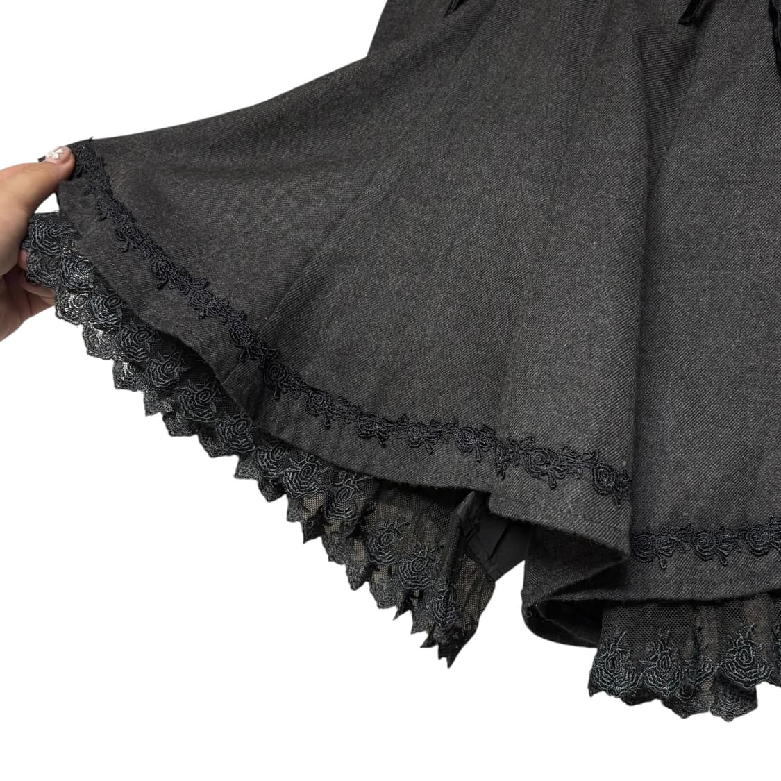 3784 엑시즈팜 그레이 레이스 아일렛 스커트팬츠 치마바지 상품이미지2