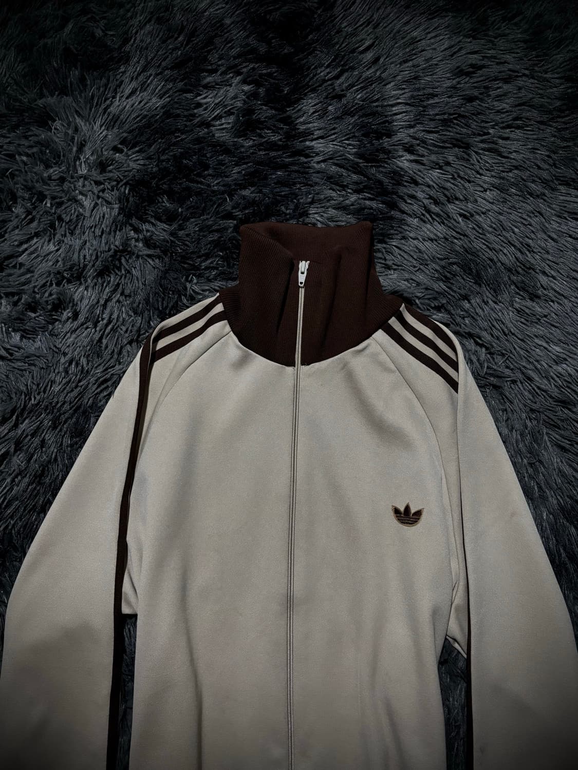 ADIDAS DESCENTE 아이보리 브라운 트랙탑 상품이미지3
