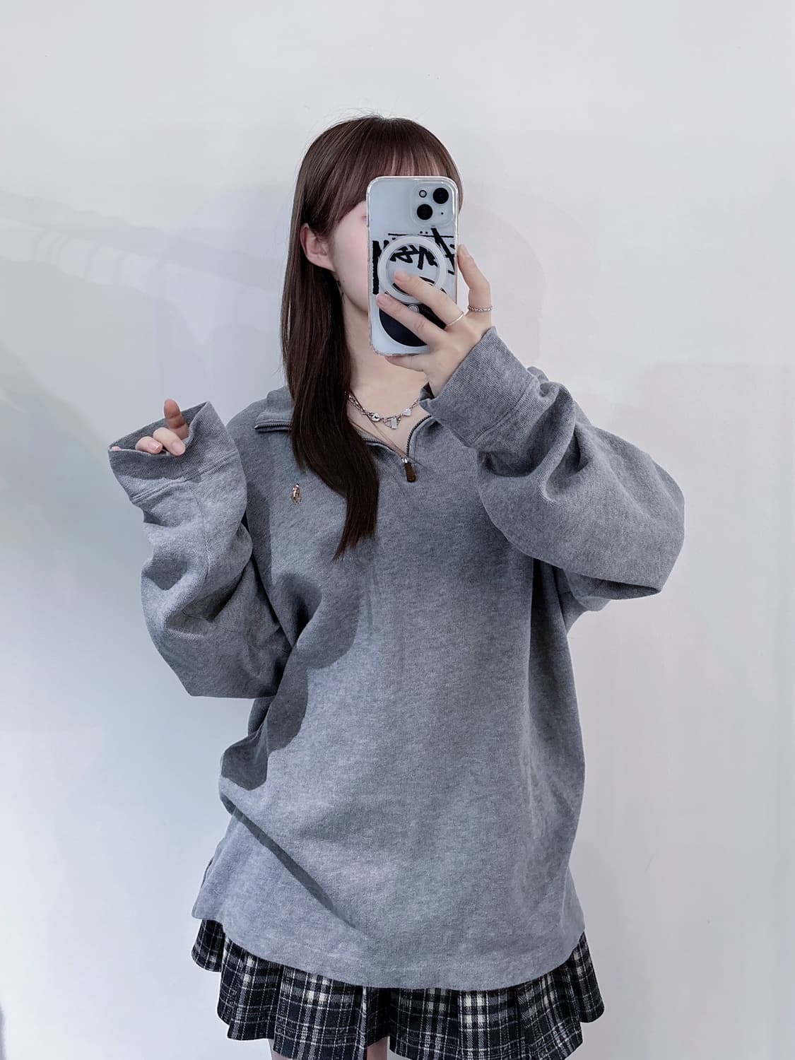 폴로랄프로렌 qr 멀티포니 그레이 코튼 반집업 상품이미지1