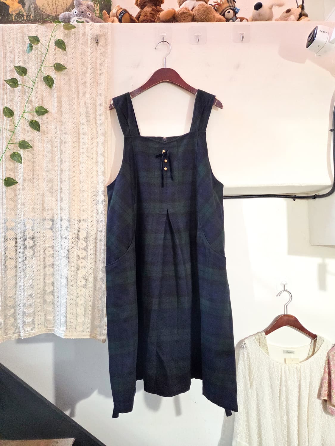 체크 민소매 원피스 상품이미지1