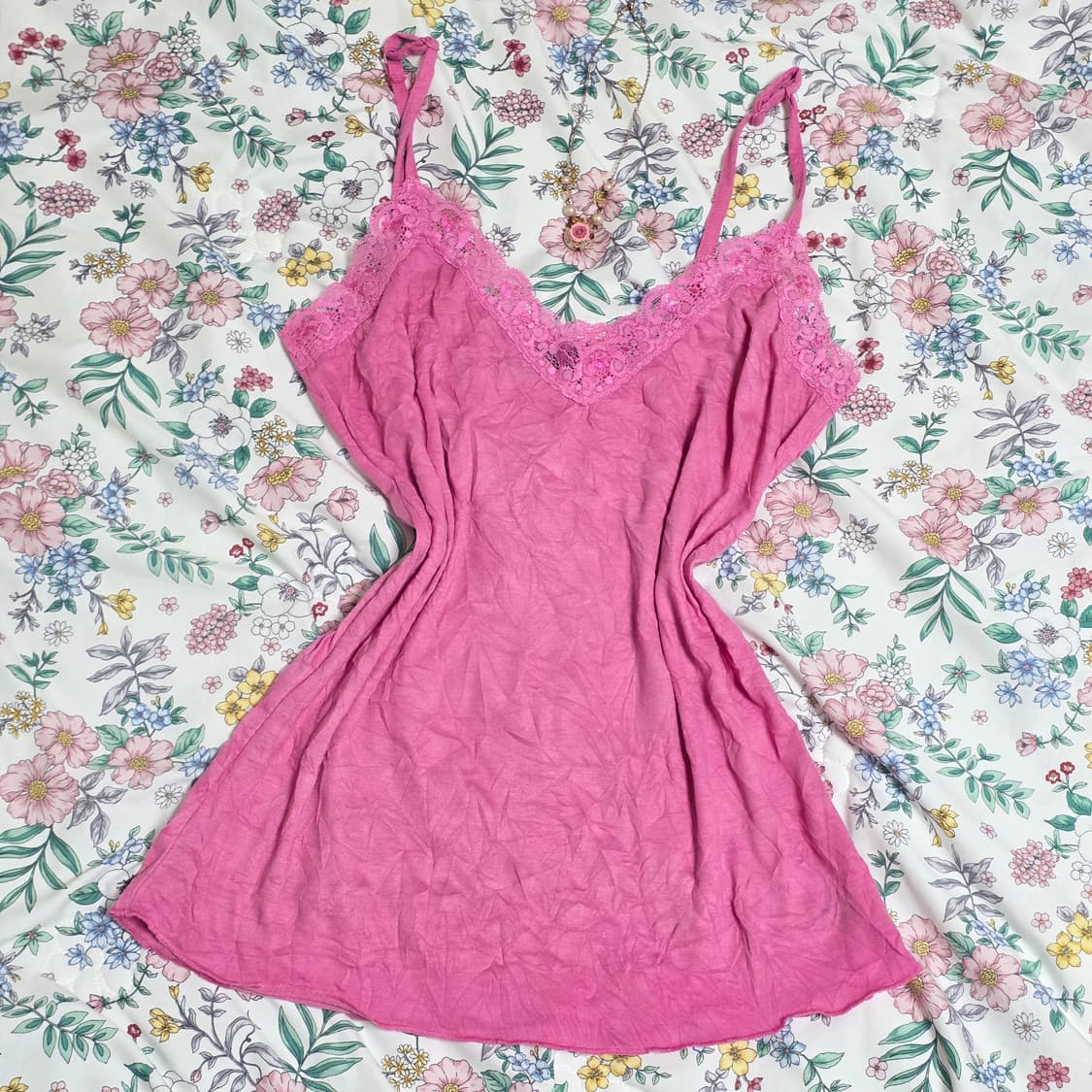 유럽빈티지)핑크 히메갸루 레이스 y2k 로리타모리걸 로맨틱 슬립슬리브리스 상품이미지1