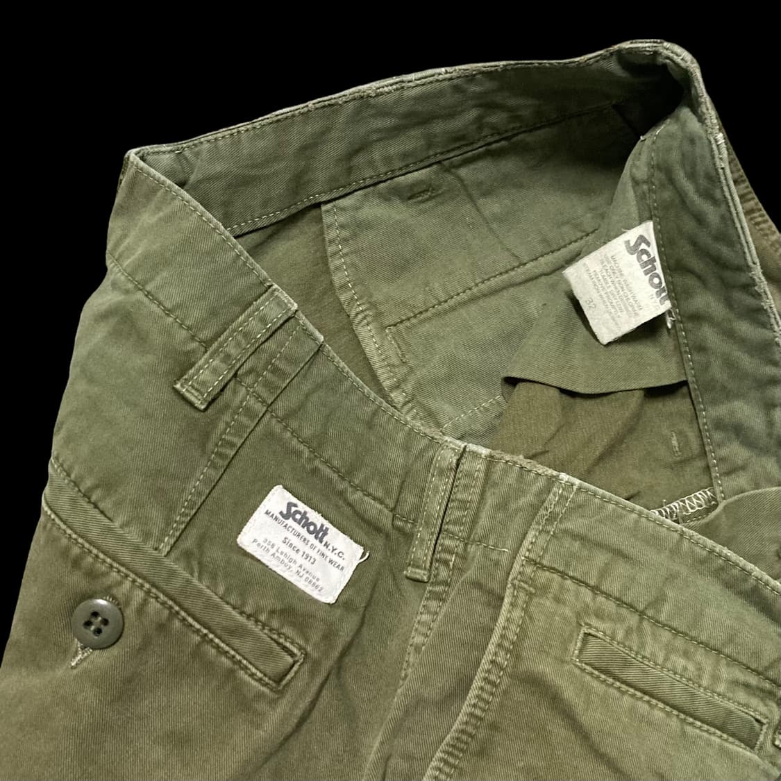 SCHOTT 쇼트 빈티지 카키 헤비 코튼 하프 팬츠 상품이미지6