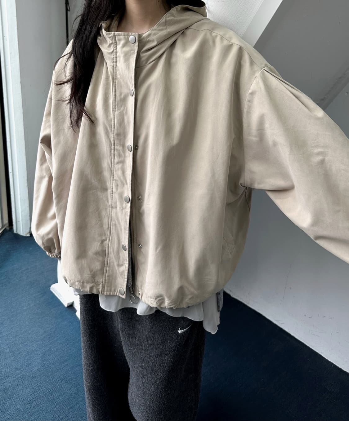 Poly nylon cropped wide parka 상품이미지9