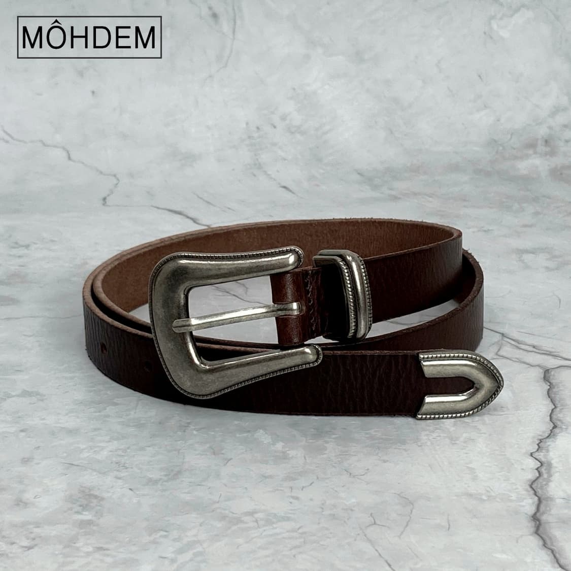 [Unisex] 클래식 웨스턴 이태리소가죽 벨트 브라운 상품이미지4