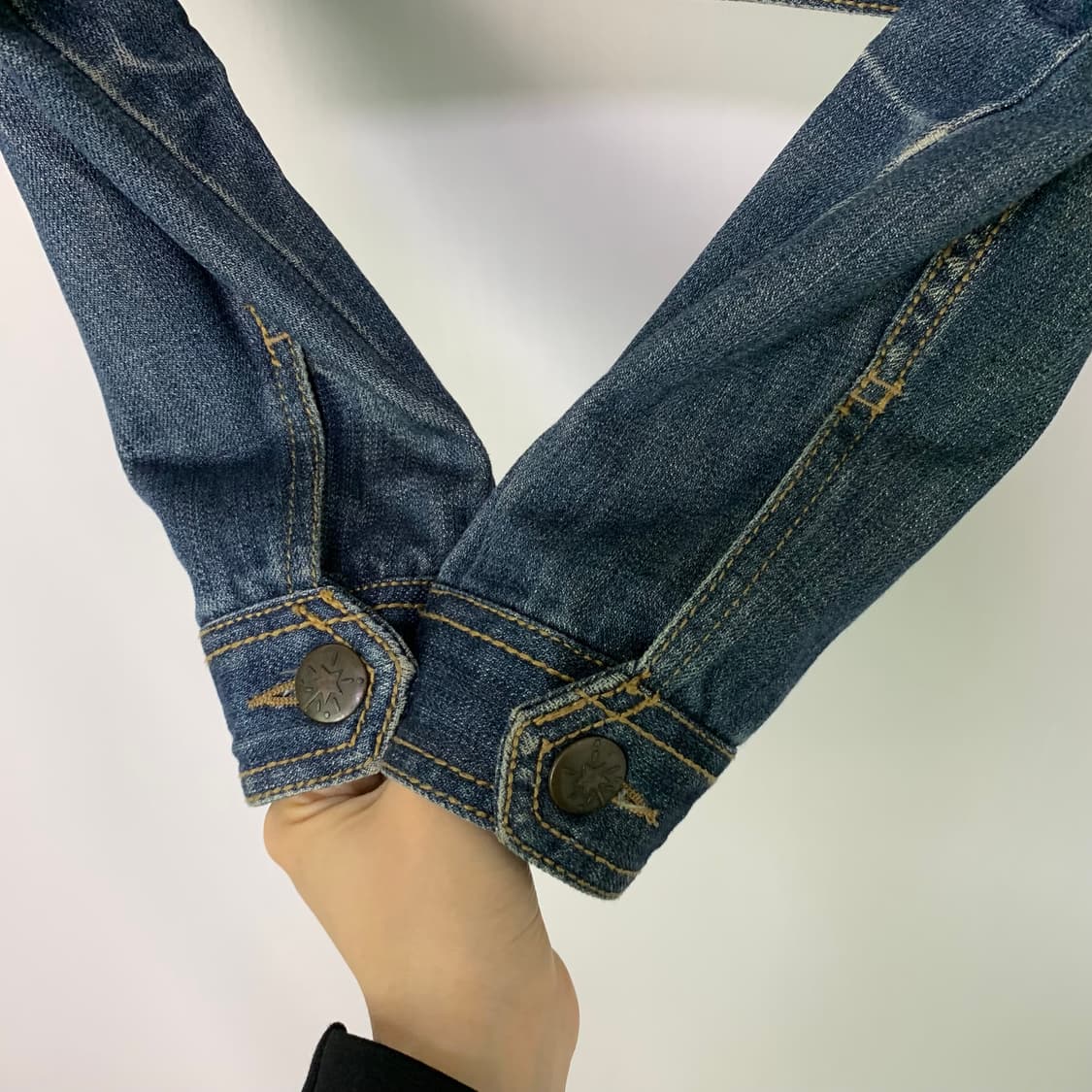 엘리스진 00s y2k 웨스턴 빈티지 버튼 워싱데님 크롭 청자켓 상품이미지6