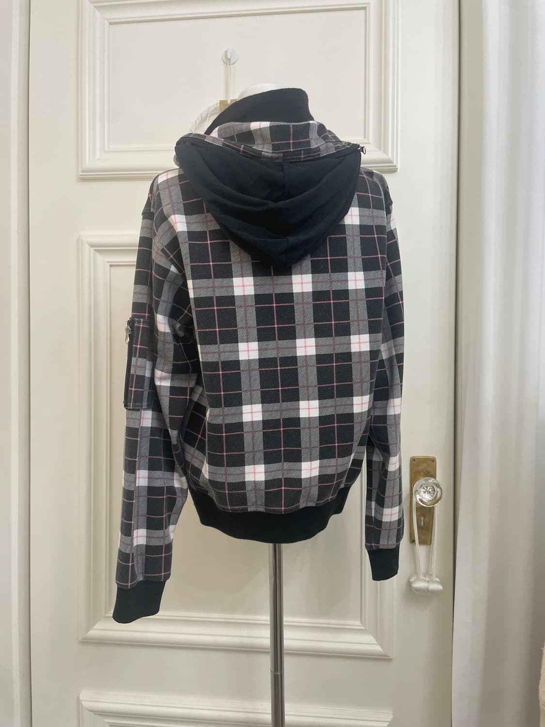 black check cute hoodie jumper(size-M) 상품이미지3