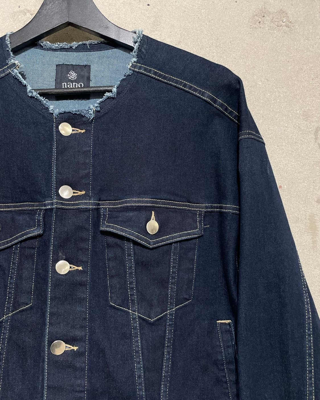 나노 유니버스 진청 논 카라 크롭 데님 자켓 상품이미지4