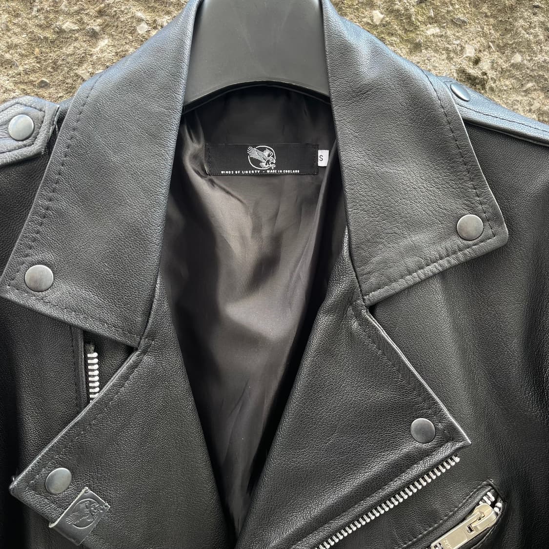 [S] Wings Of Liberty 크롭핏 레더 자켓 상품이미지5
