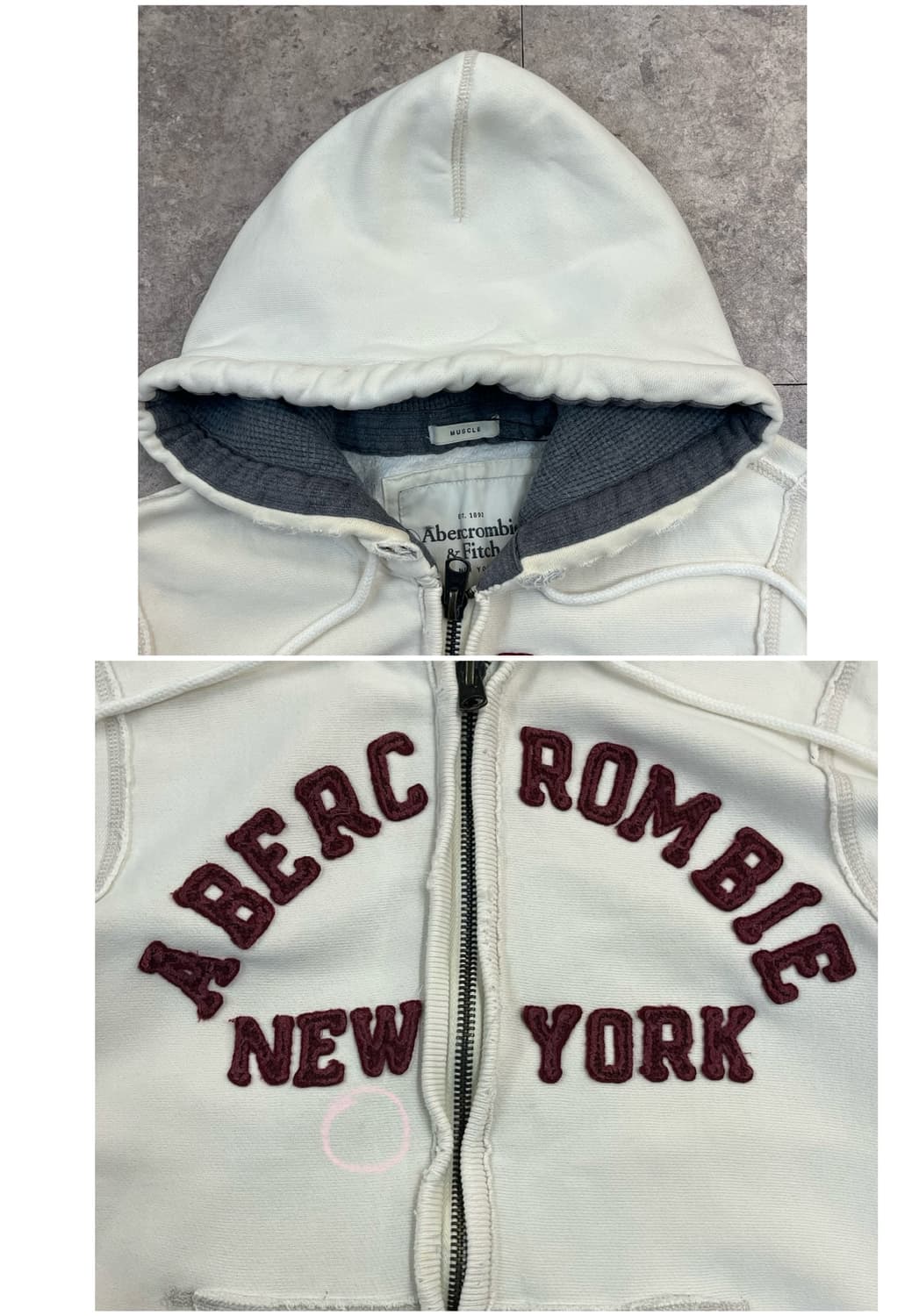 아베크롬비 기모 후드집업 화이트 M #csz3974 상품이미지5