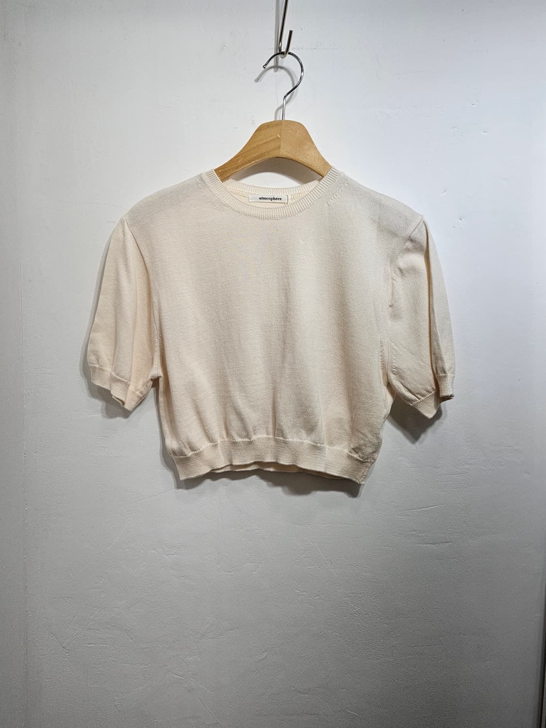 atmosphere 크롭 니트 반팔 아이보리 S 상품이미지1
