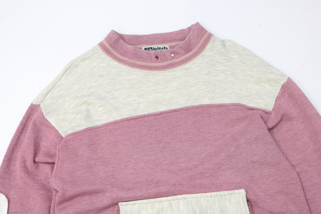 비치 스케이트보드 90s 빈티지 캥거루 포켓 핑크 배색 맨투맨 상품이미지3