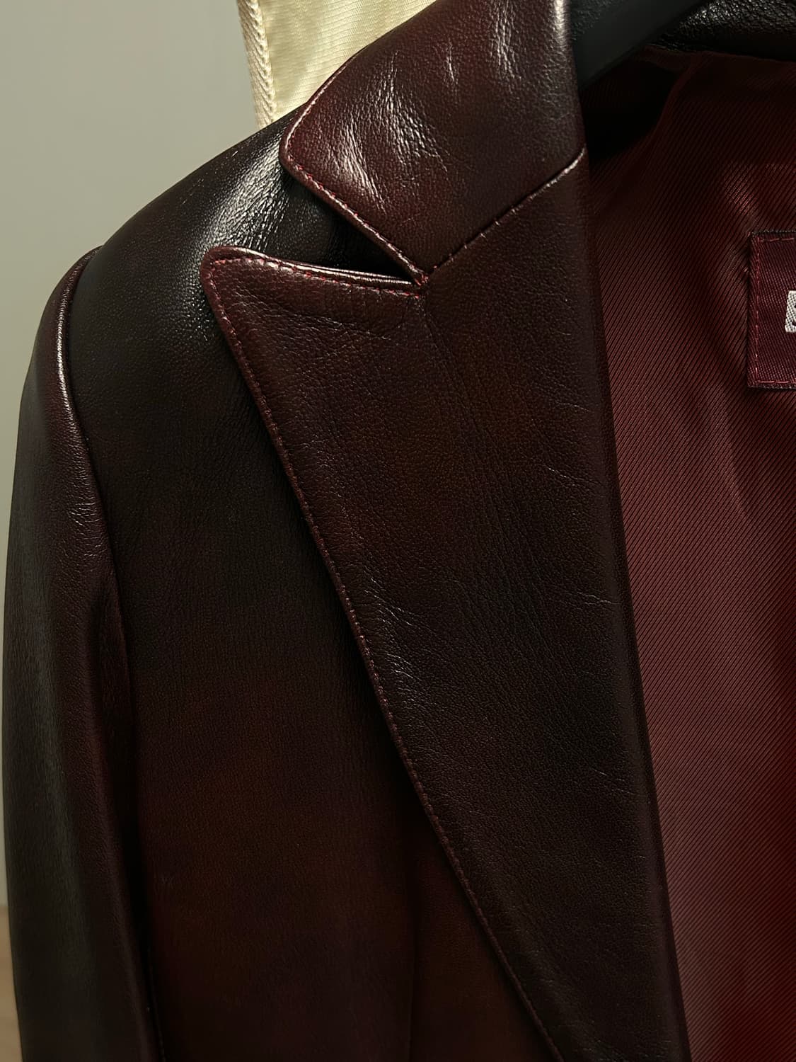빈티지 양가죽 자켓 블레이저 버건디 와인 상품이미지2