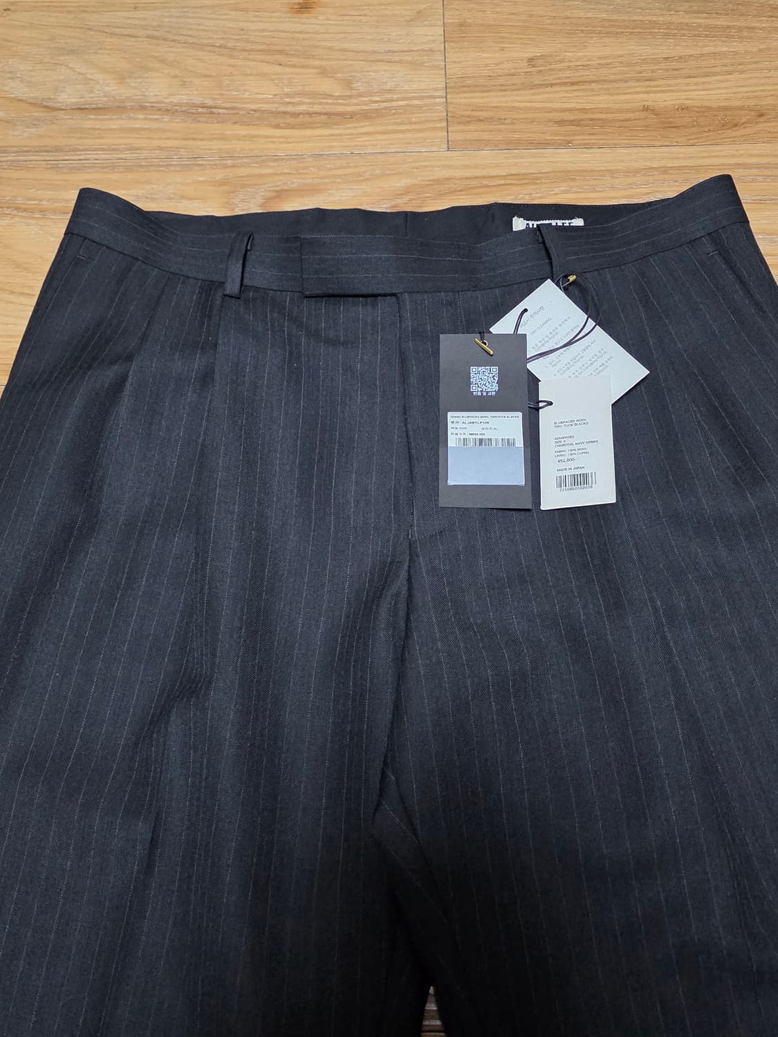 6size택포40만)25FW오라리 블루페이스울 투턱슬랙스 차콜스트라이프 상품이미지3