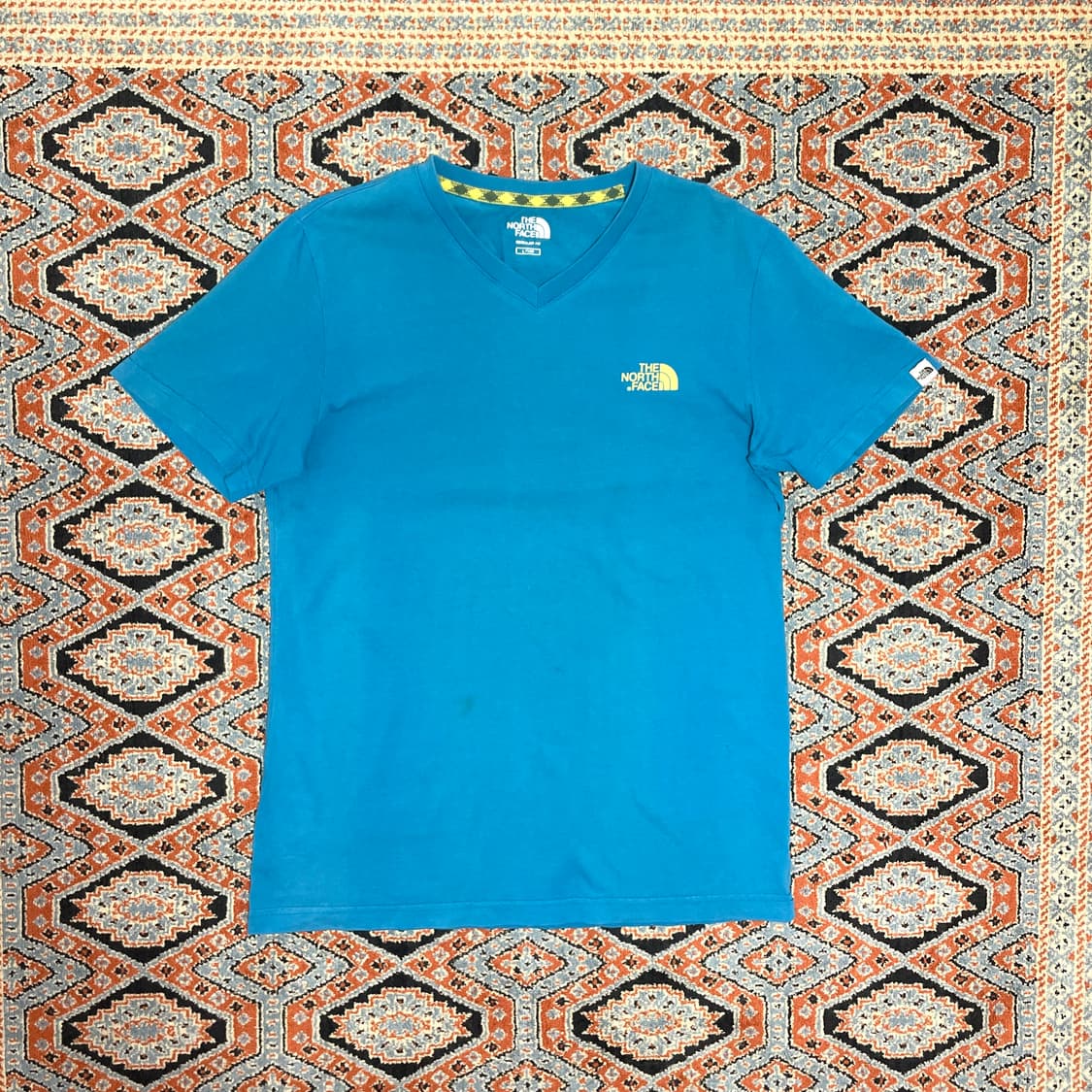 노스페이스 블루 브이넥 반팔티셔츠 여성L 상품이미지1