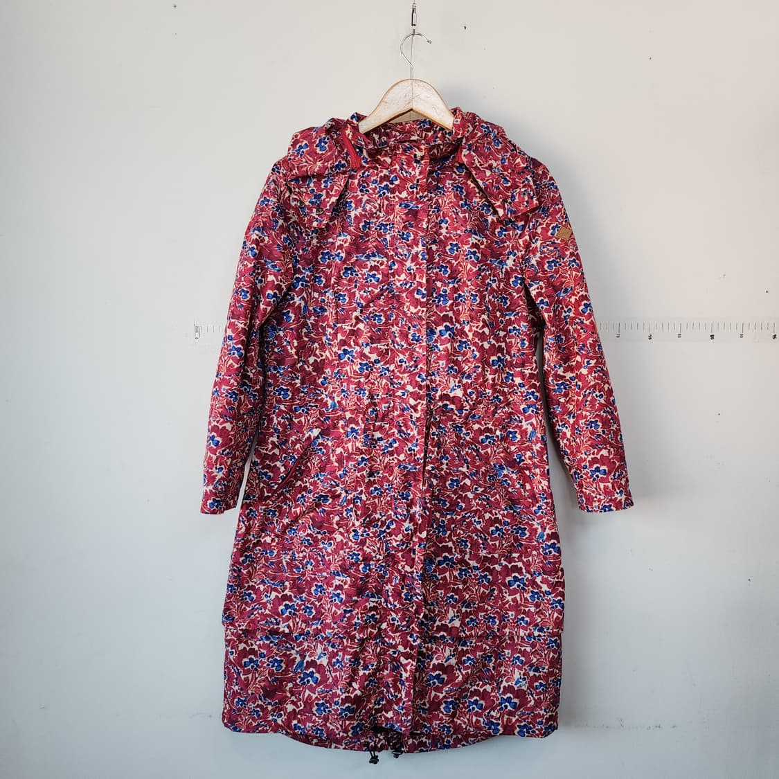 오일릴리 플라워 패턴 후드 롱 코트 상품이미지1