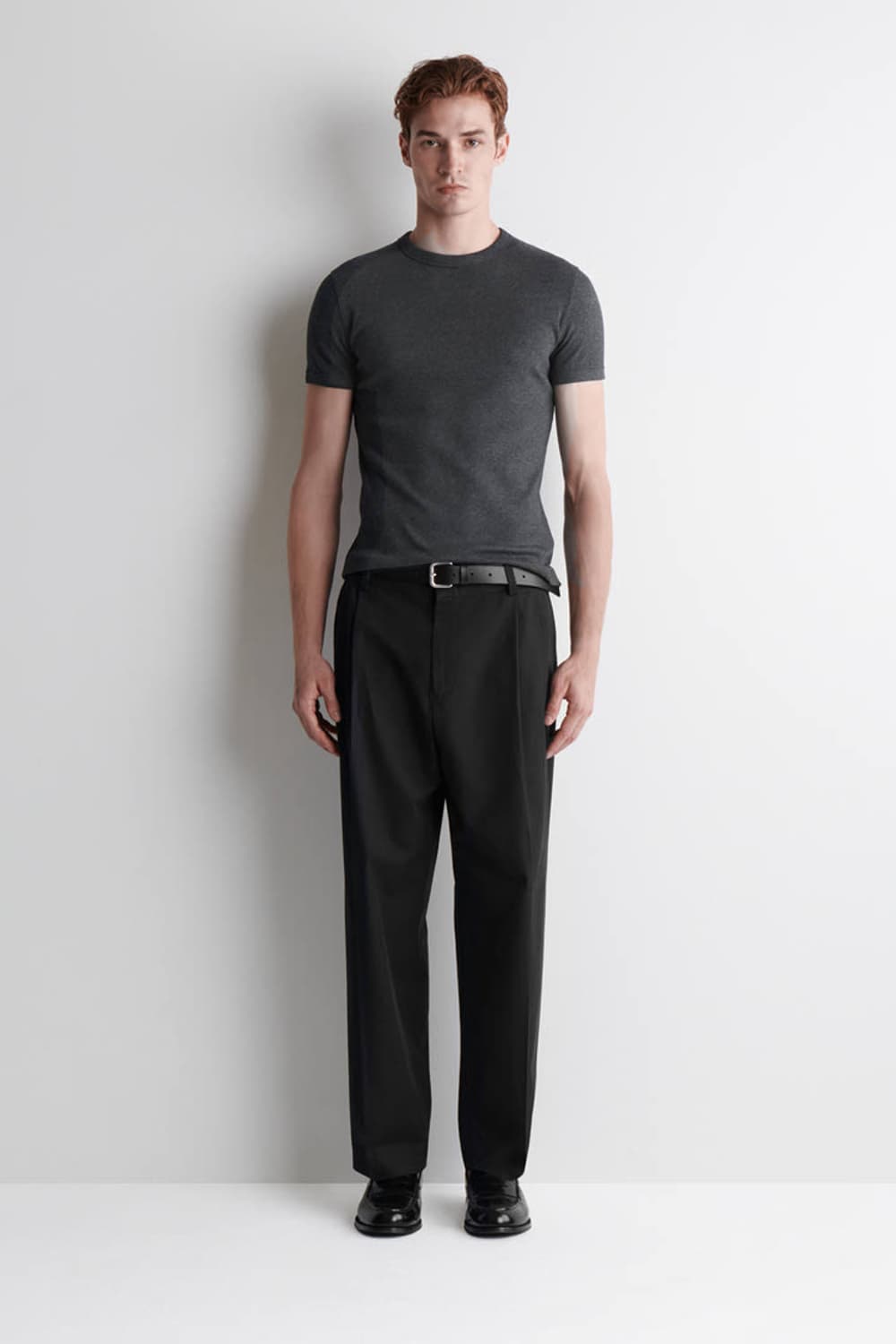 Cos 코스 슬림 리브드 코튼 티셔츠 차콜 [L] 상품이미지2