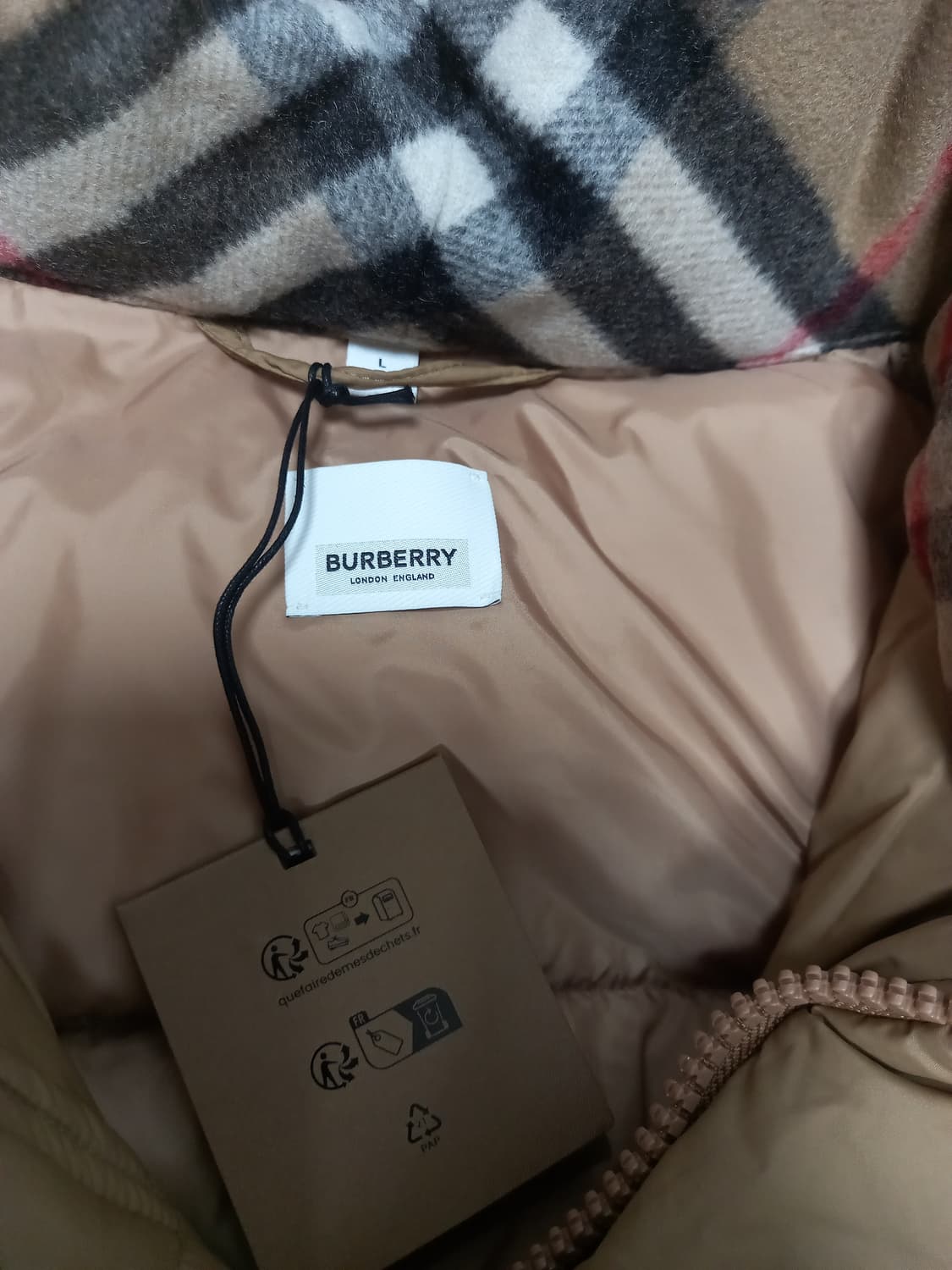 버버리 할스비 패딩 L(실용105) 카멜 상품이미지4
