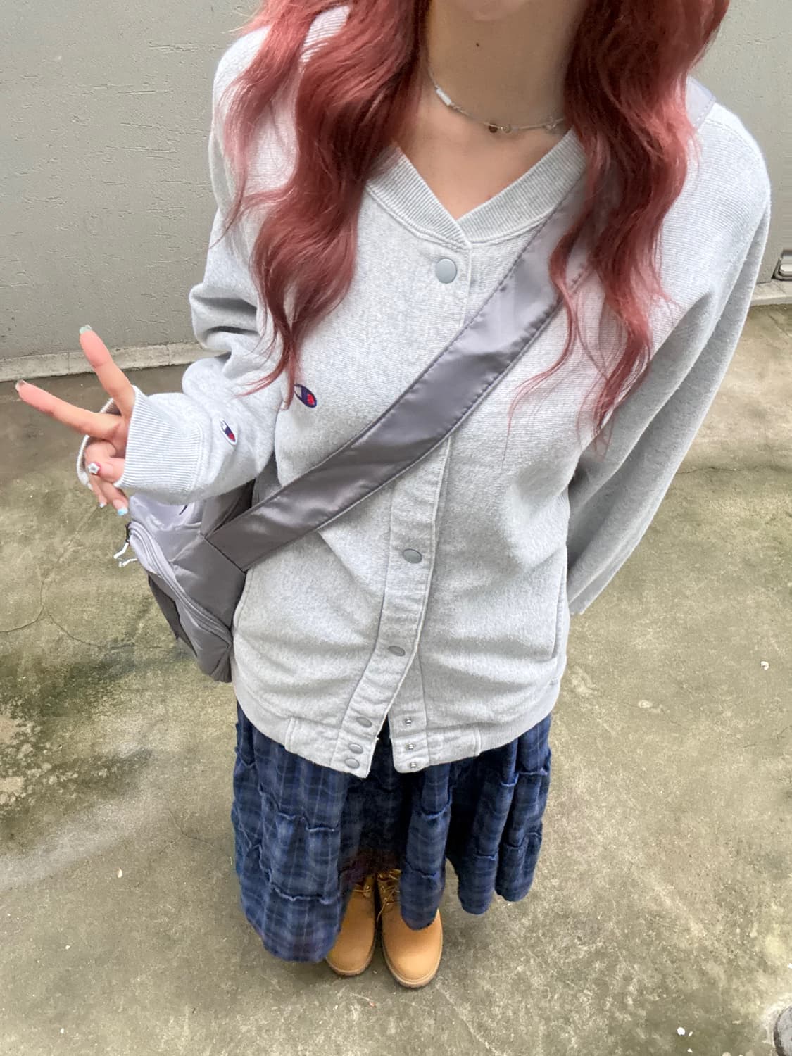 챔피온 그레이 코튼 바시티 자켓 베이스볼 자켓 상품이미지1