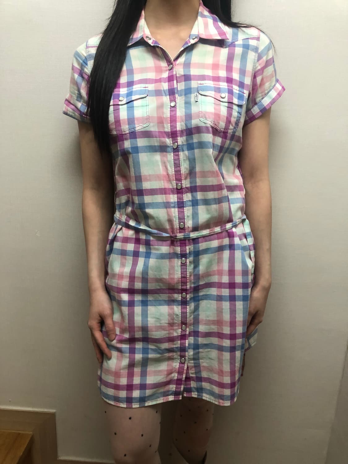 빈티지 리바이스 핑크 체크 원피스 상품이미지1