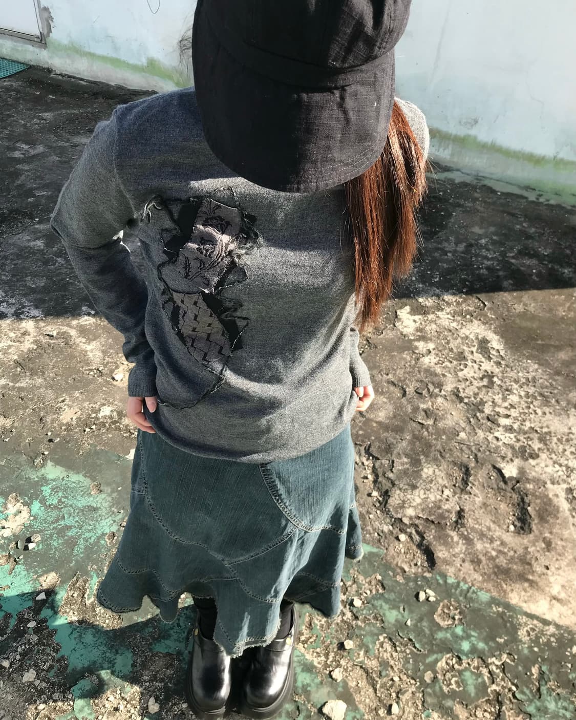 그레이 패치 목티셔츠  상품이미지4