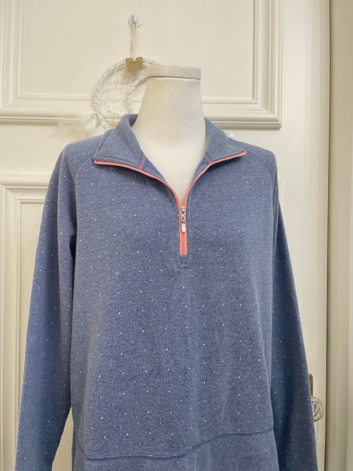 cobalt blue dot pattern brushed long hal 상품이미지5