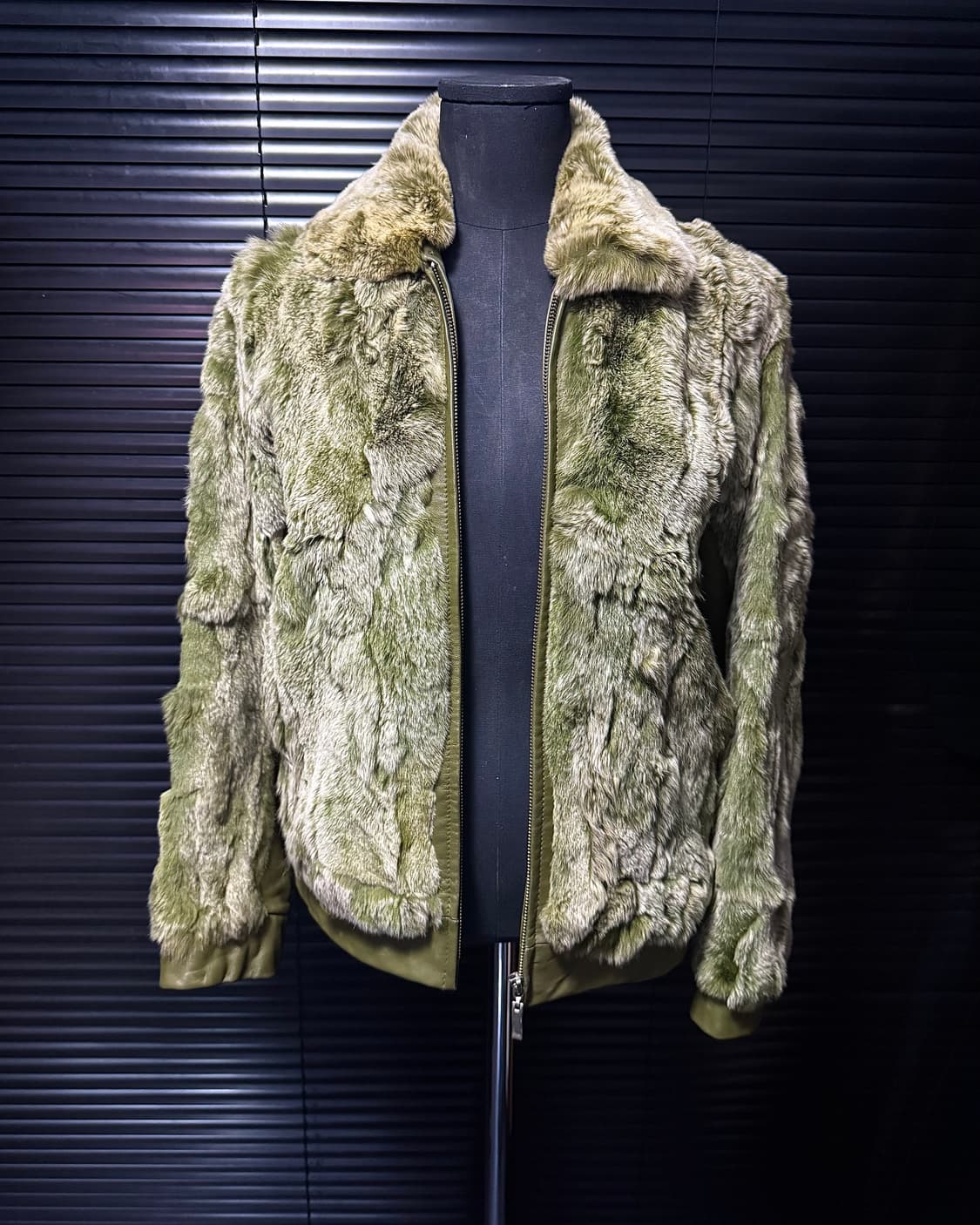 yeker 카키 렉스 털 양 가죽 믹스 퍼 자켓 밍크 여우 토끼 레더  상품이미지1