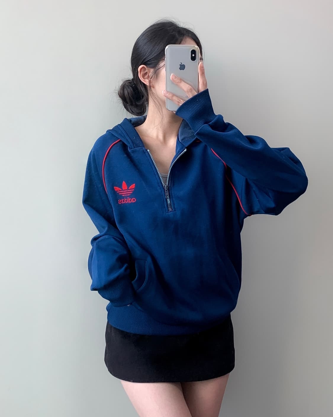 90s 아디다스 반집업 후드티 상품이미지2