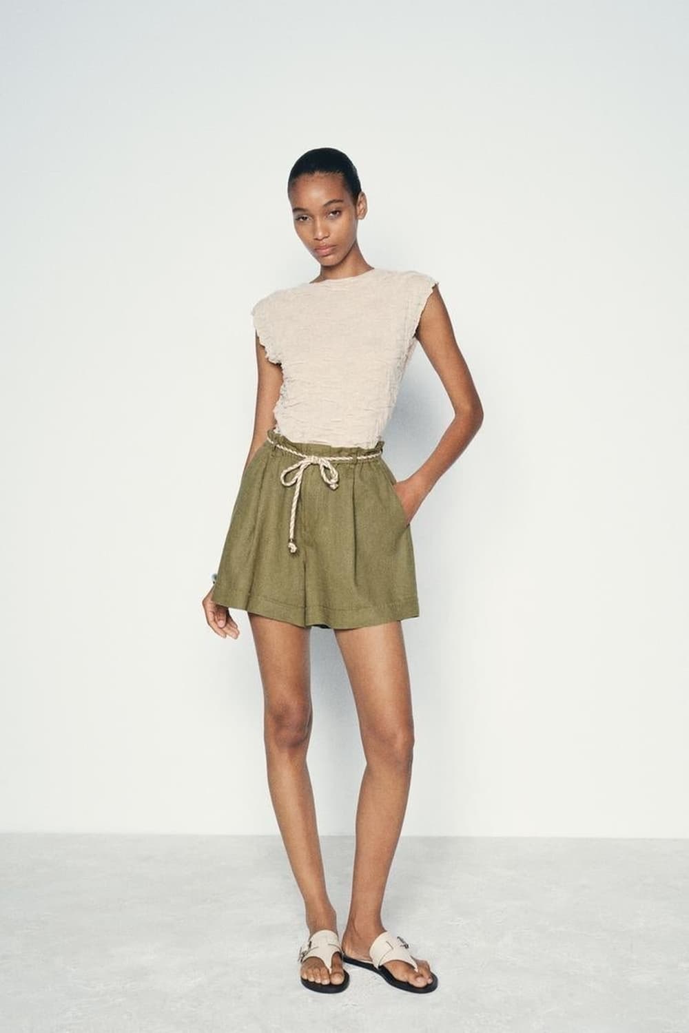  ZARA 자라 링클 캡소매 티셔츠, 자라 링클 슬리브리스 상품이미지4