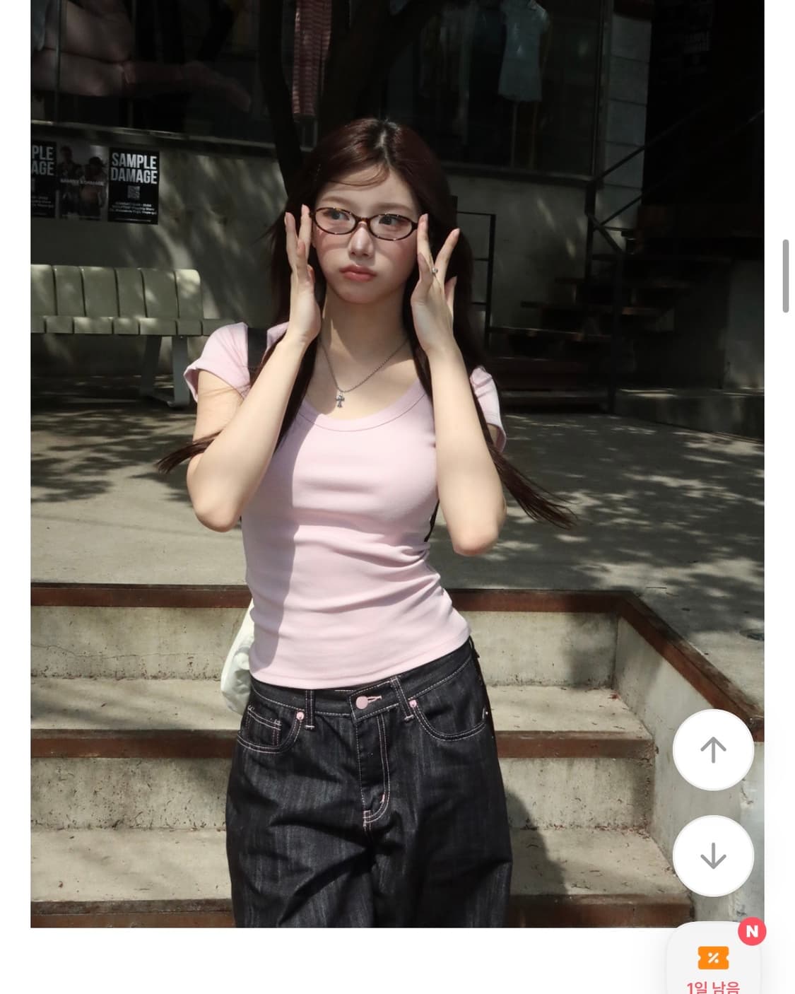모디무드 기본반팔티 핑크 상품이미지2