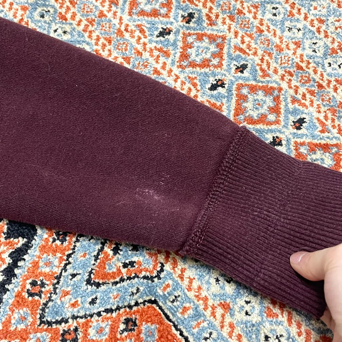 아베크롬비 숫자로고 버건디 기모 후드집업 남성S 상품이미지7