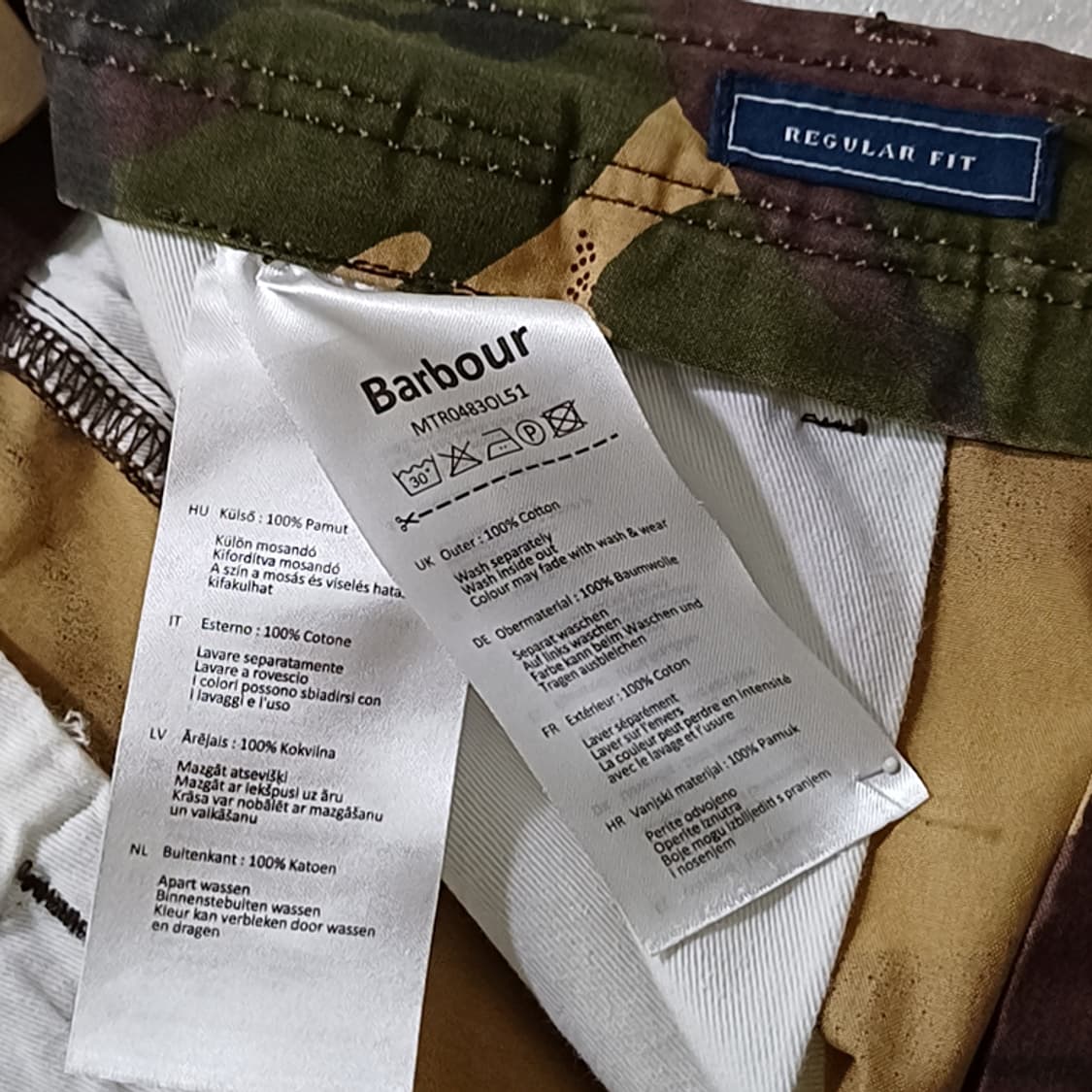 정품 바버 면 카모 반바지 남성 36 ~ 38 빅사이즈 사랑봉봉 상품이미지4