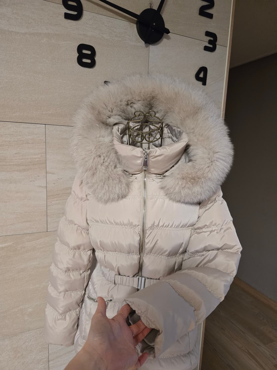 [55] 세련 폭스퍼 밸트 덕다운 패딩 상품이미지3