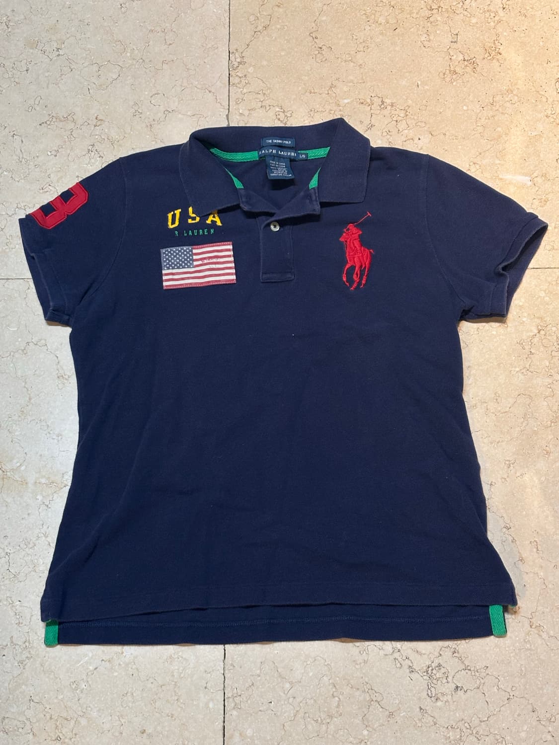 폴로 랄프로렌 빈티지 빅포니 usa 성조기 카라티 상품이미지1