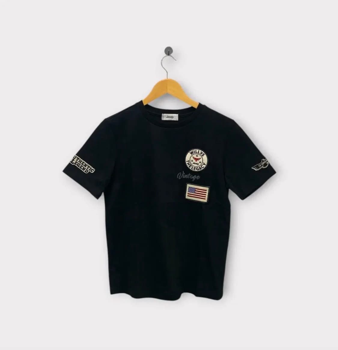 [새제품]지프JEEP 성조기와펜 반팔티 블랙 S 상품이미지1