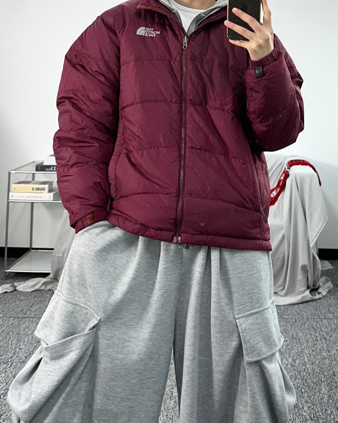 노스페이스 700 버건디 경량패딩 L 상품이미지3