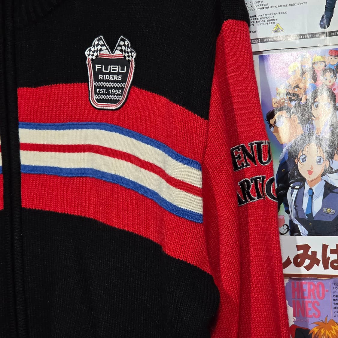 후부 레이싱 패치 투웨이 니트 집업 상품이미지4