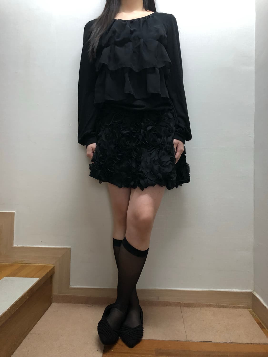 빈티지 블랙 플라워 미니 스커트 상품이미지2