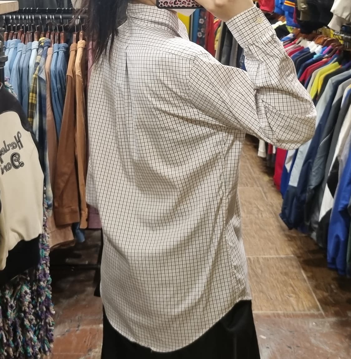 [Hi] 폴로 체크 긴팔 셔츠 핑크 상품이미지5