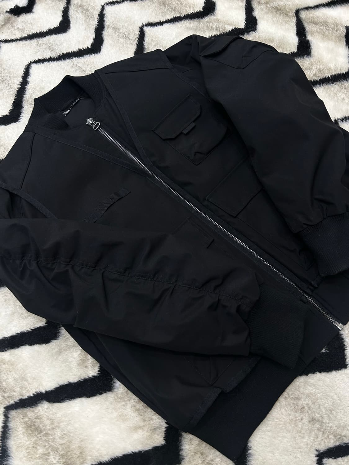 [한국XL]ZARA 레이어드 디테일 봄버 패딩 자켓/블랙 상품이미지3