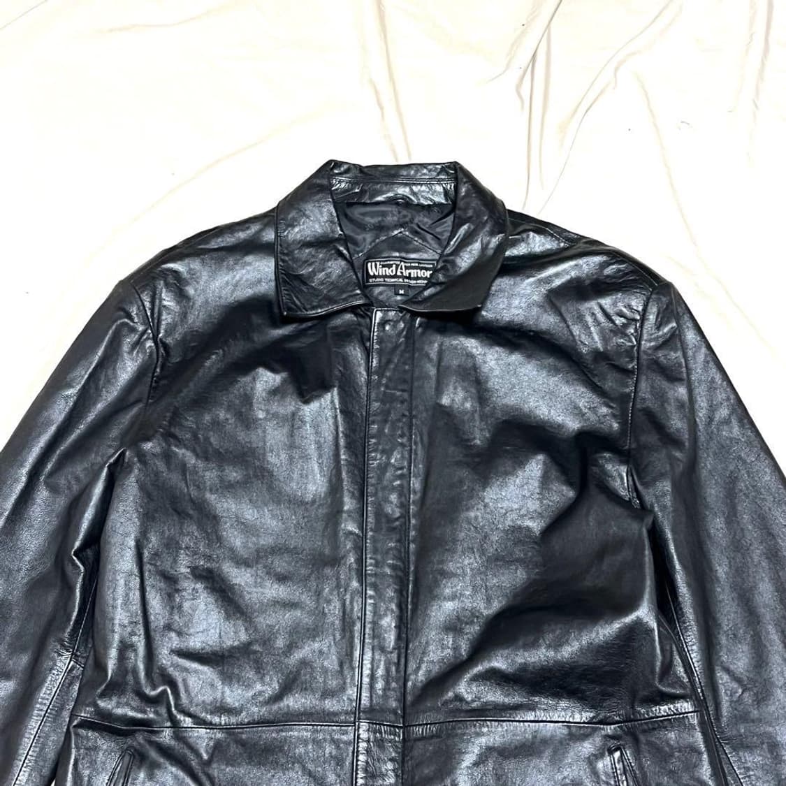 블랙 레더 코트 상품이미지3