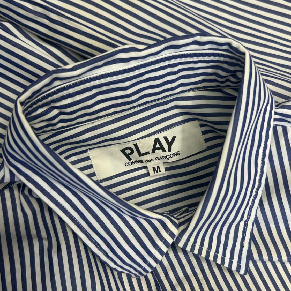 M 여성용 꼼데가르송 블랙 하트와펜 스트라이프 셔츠 상품이미지4