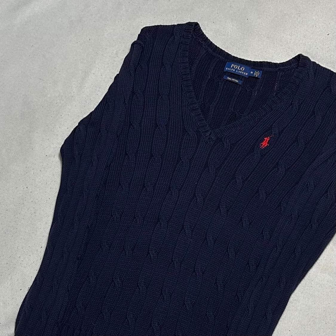 M 폴로랄프로렌 브이넥 케이블 네이비 니트 상품이미지1