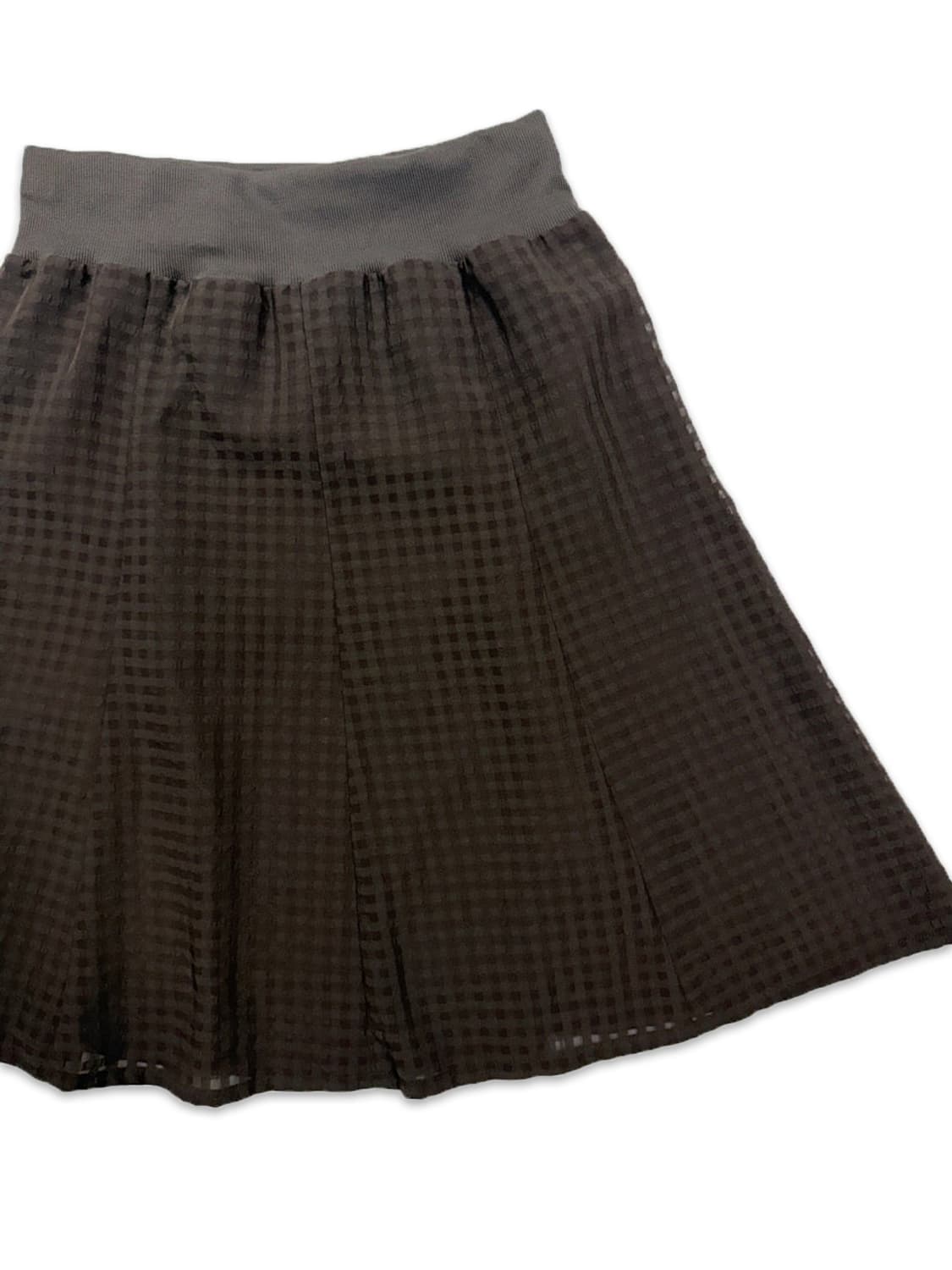 빈티지 브라운 체크 플레어 미디 스커트 상품이미지2